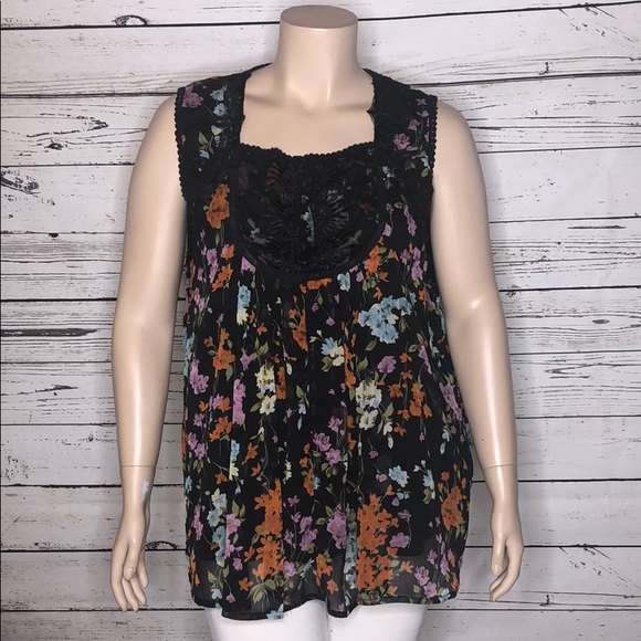Denim 24/7 Tops - Denim 24/7 Sz 22W Floral Crochet Lace Tank Top